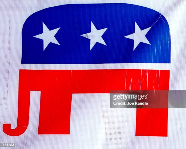The Republican Party's elephant symbol is seen on display October 24, 2000 at the Republican campaign headquarters in El Paso, Texas.