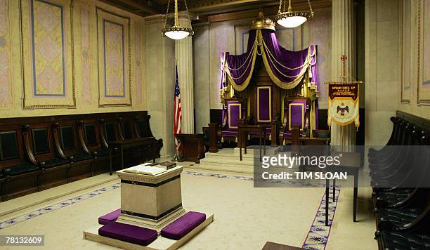 The Executive Chamber of the Supreme Council is shown 19 November, 2007 at the headquarters of the Scottish Rite of Freemasonry, Southern...