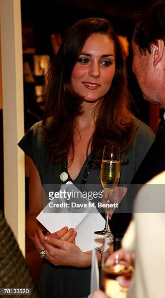 Kate Middleton attends the book launch party of 'Time To Reflect' by photographer Alistair Morrison, at Bluebird on November 28, 2007 in London,...