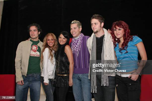 Alfonso Herrera,Anahi,Maite Perroni,Christian Chavez,Christopher Uckermann and Dulce Maria of RBD attends a press conference to announce their new...