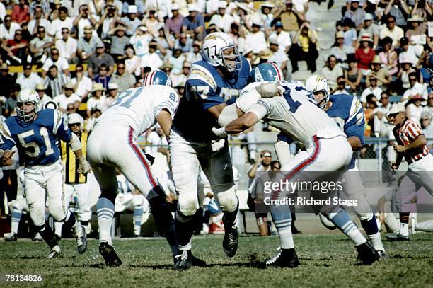 San Diego Chargers defensive tackle Ernie Ladd during a 31-14 win over the Houston Oilers on October 3, 1965 at San Diego Stadium in San Diego,...