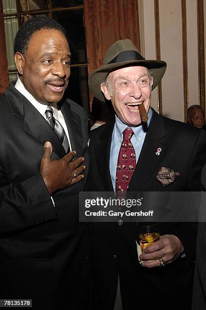 Sportscaster and luncheon emcee James Brown and boxing writer Bert Sugar attend the March of Dimes 24th Annual Sports Luncheon at the Waldorf Astoria...