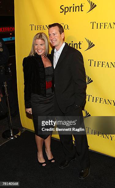 Driver Kurt Busch and wife Eva Busch attend the 2007 NASCAR Nextel Cup celebration at Tiffany & Co. November 28 New York, New York.