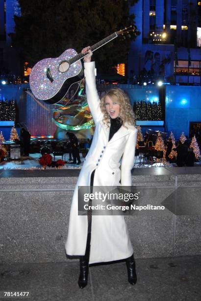 Singer Taylor Swift at the 75th Rockefeller Center Christmas Tree Lighting Ceremony.