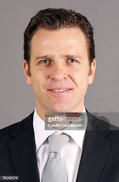Oliver Bierhoff poses during the DFB Executive Board And Executive Committee Photocall at the Kempinski Hotel on November 29, 2007 in Dresden,...