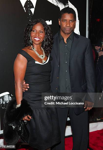 Actor Denzel Washington and wife Pauletta Pearson arrive to the New York Premiere Of "American Gangster" at The Apollo Theatre in Harlem, New York...