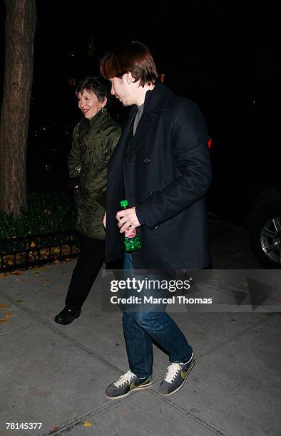 Actor Justin Long and mother actress Wendy Lesniak sighting returning to their hotel on November 28 2007 in New York City, New York