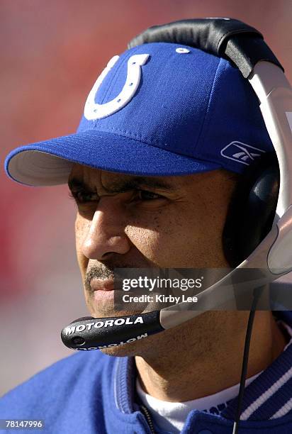 Indianapolis Colts coach Tony Dungy during the AFC Divisional playoff against the Kansas City Chiefs at Arrowhead Stadium in Kansas City on January...