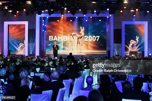 Harald Schmidt presents the annual Bambi Awards 2007 on November 29, 2007 in Duesseldorf, Germany.