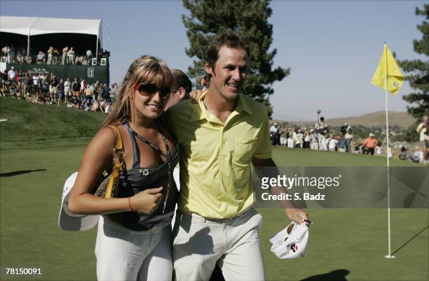 Will MacKenzie and girlfriend, Alli Spencer after the fourth and final round of the Reno Tahoe Open held at Montreux Golf and Country Club in Reno,...
