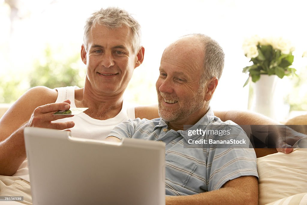 Couple with laptop computer