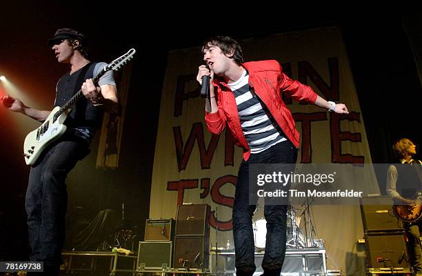 Tim Lopez and Tom Higgenson of the Plain White T's perform as part of "The Young Wild Things Tour" at the San Jose State Event Center on November 29,...