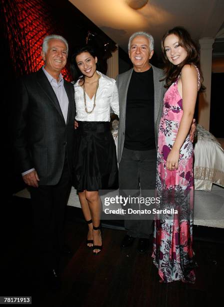 Chairmain Maurice Marciano, actress Bahar Soomekh, GUESS CEO Paul Marciano and actress Olivia Wilde attends the Movies Rock pre-party presented by...