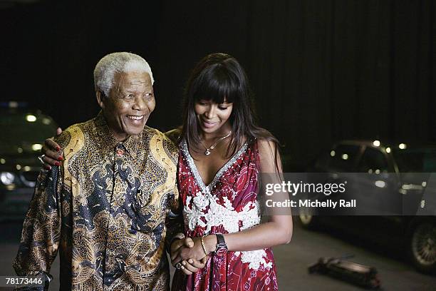 Nelson Mandela and Supermodel Naomi Campbell at the Press Conference for the 46664 World Aids Day Concert at Gallagher Estate in Gauteng - South...