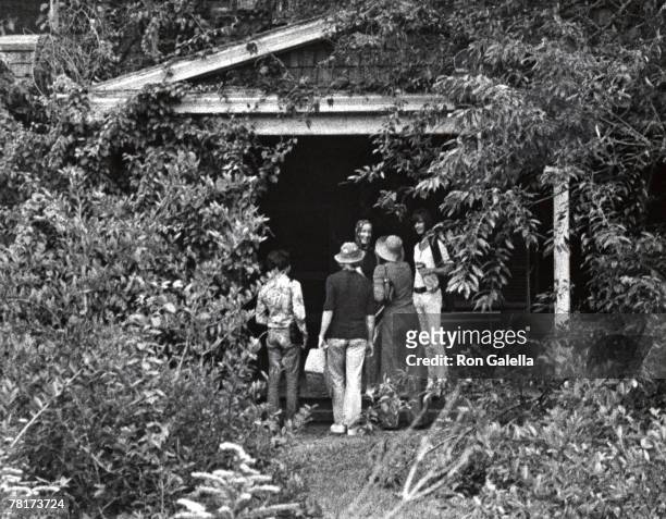 Visitors outside Grey Gardens, home of Edith Bouvier Beale , on 3 West End Ave in Georgica Pond, East Hampton, New York. September 1, 1972.