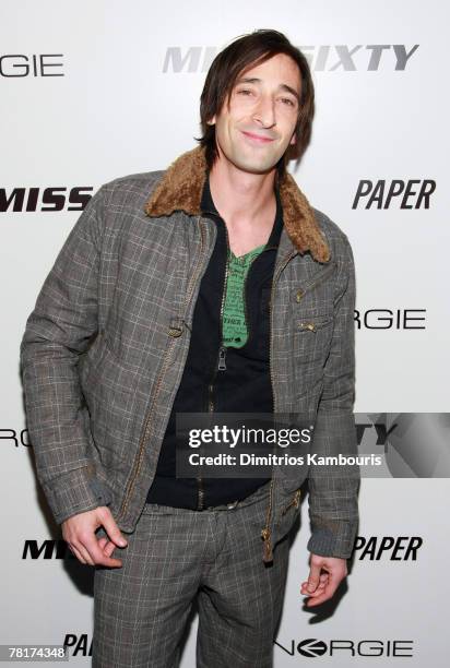 Actor Adrien Brody attends the opening of Energie/Miss Sixty's NYC flagship store at 901 Broadway on November 29, 2007 in New York City.