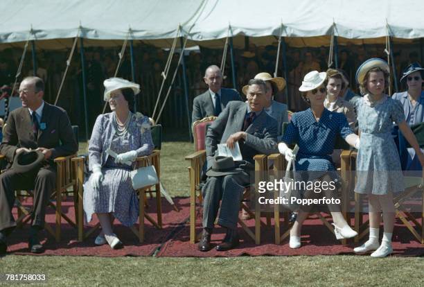 Members of the British Royal Family, with from left, Henry Somerset, 10th Duke of Beaufort , Queen Elizabeth , King George VI , Princess Marina of...