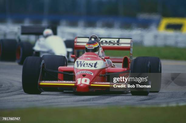 German racing driver Bernd Schneider drives the West Zakspeed Racing Zakspeed 881 Zakspeed 1500/4 during qualification for the 1988 Brazilian Grand...