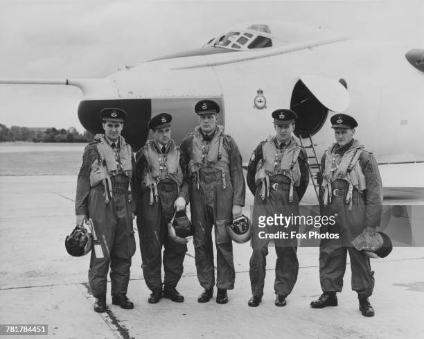 From left to right Wing Commander M.J Beetham, Flight Lieutenant G.E. Bregdon, Flight Lieutenant S.R. Coupland, Flight Lieutenant J.E. Taylor and...