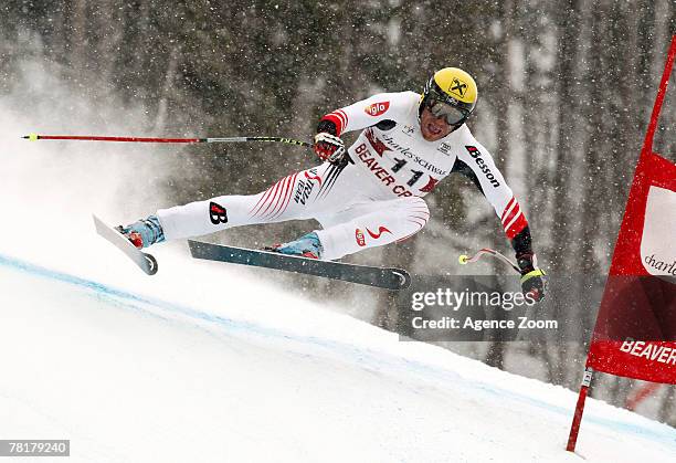 Hermann Maier of Austria takes 11th place during the Mens FIS Alpine World Cup Downhill November 30, 2007 in Beaver Creek, Colorado.