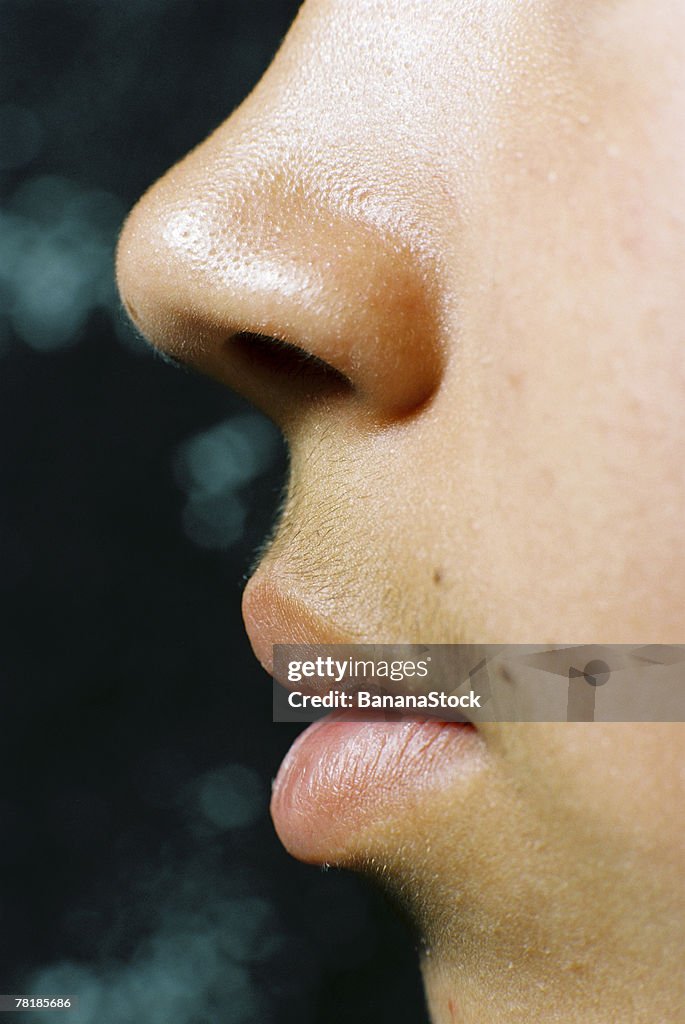 Closeup of lips and nose
