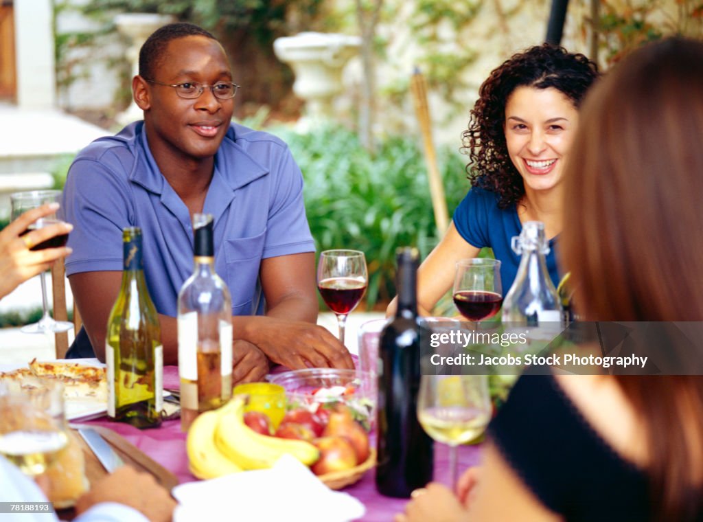 Man and woman at dinner party