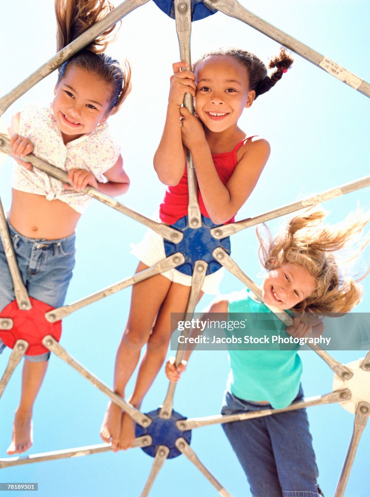 Girls playing on playground