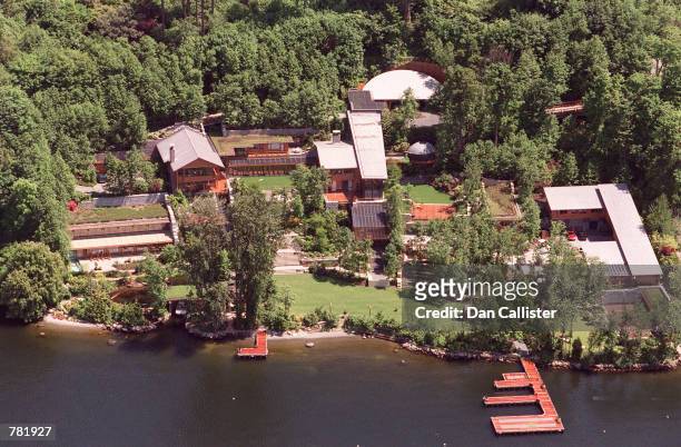 Microsoft founder Bill Gates'' home lines the banks of Lake Washington, May 30, 2001 in Seattle, Washington. Despite 37,000 square feet of living...