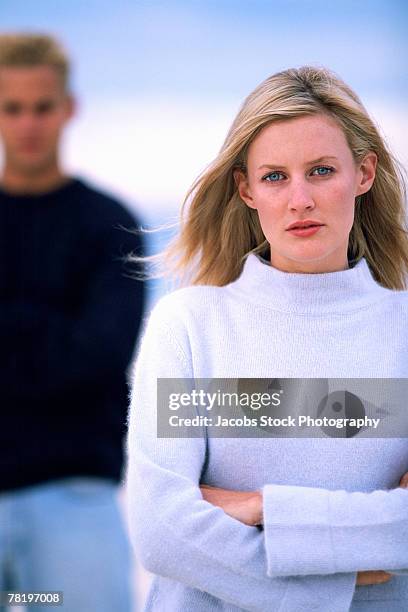 serious woman - snuggly stockfoto's en -beelden