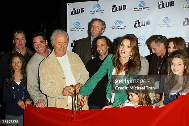Actors John C. McGinley, Dean Cain, Daniel Stern, musician Kenny G and supermodel Cindy Crawford cut the red ribbon to officially launch "The Club"...