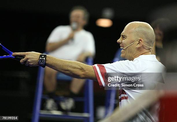 S Rabbit takes part in the Gerard McCabe Jewellers Celebrity Tennis Challenge at the Adelaide Entertainment Centre on December 1, 2007 in Adelaide,...