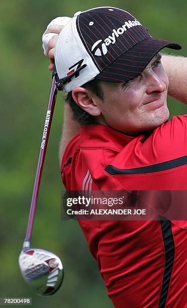 Justin Rose of England tees off on the 17th hole 01 December 2007 on the 3rd day of Nedbank Golf Challenge in Sun City, South Africa . Immelman has...