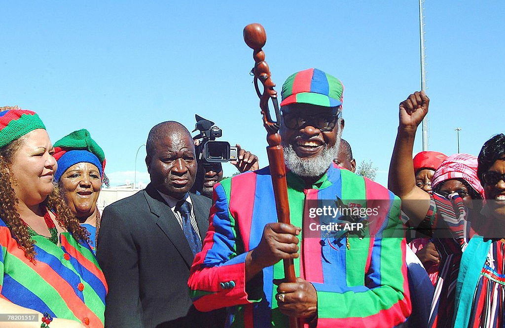 Namibia Person Namibian liberation hero and founding president Sam Nujoma received a ...