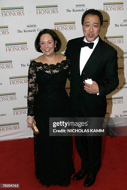 Chinese-born US cellist Yo-Yo Ma and Jill Hornor arrive at the State Department in Washington 01 December 2007 for the 30th Kennedy Center Honors...