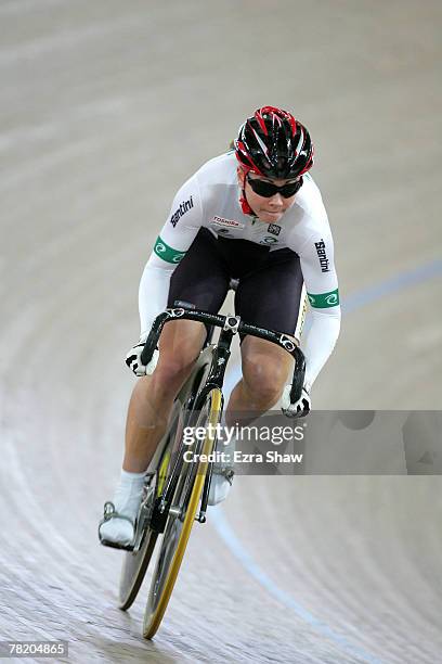 Kaarle McCulloch of Australia in action during the women's keirin qualifying during day three of the Sydney UCI World Cup Classics at The Dunc Gray...