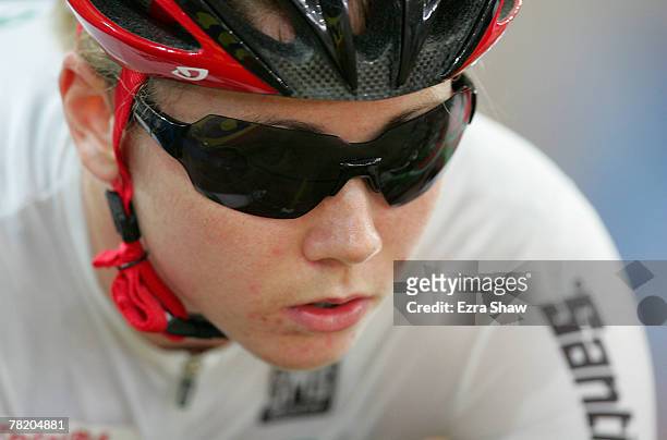 Kaarle McCulloch of Australia before the start of the women's keirin qualifying during day three of the Sydney UCI World Cup Classics at The Dunc...