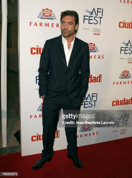 Javier Bardem arrives at the AFI FEST 2007 presented by Audi closing night gala screening of 'Love In The Time Of Cholera' during held at the...