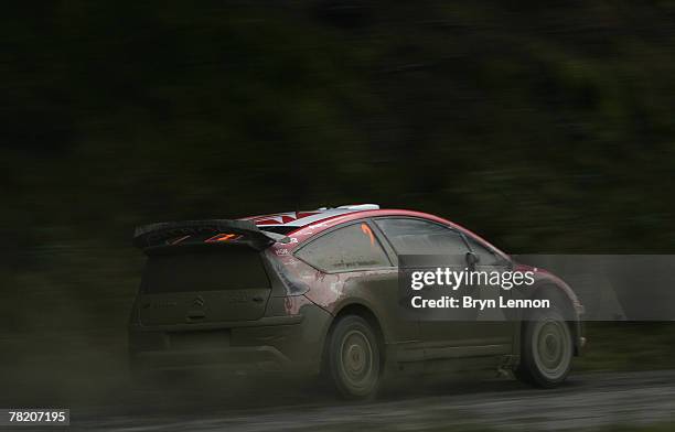 Dani Sordo of Spain and Citroen in action during SS15 stage of the 2007 FIA Wales Rally GB, on December 2, 2007 in Trescoed, near Camarthen, Wales.