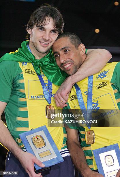 Brazilian volleyball star Gilberto Godoy Filho "Giba" , who was named Most Valuable Player in the FIVB Men's World Cup volleyball tournament, and his...