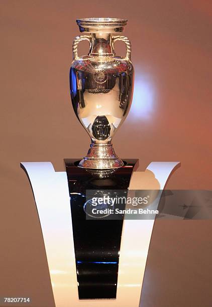 The trophy is seen during the UEFA EURO2008 Final Draw at the KKL on December 2, 2007 in Lucerne, Switzerland.