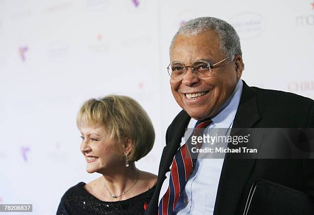 Actor James Earl Jones and his wife Cecilia Hart arrives at the "Love Letters" theatrical debut to raise awareness for World Aids Day held in the...