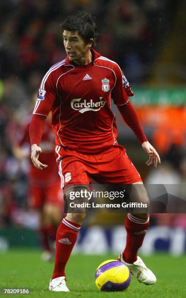 Harry Kewell of Liverpool in action during the Barclays Premier League match between Liverpool and Bolton Wanderers at Anfield on December 2, 2007 in...