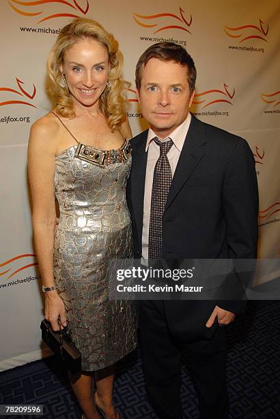 Tracy Pollan and actor Michael J. Fox attend "A Groovy Thing Happened on the Way to Cure Parkinsons" benefit for The Michael J. Fox Foundation for...