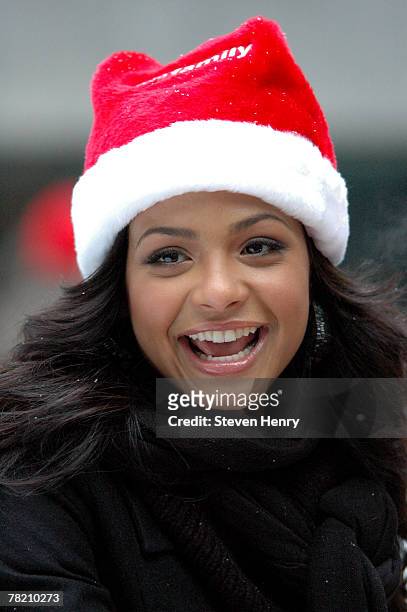 Actress Christina Millian ice skates at ABC Family's "25 Days Of Christmas" Winter Wonderland at The Rock Center Cafe on December 2, 2007 in New York...