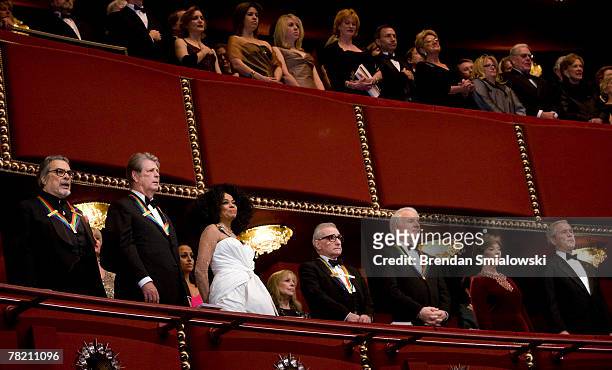 Pianist Leon Fleisher, musician Brian Wilson, singer Diana Ross, director Martin Scorsese, actor Steve Martin, First Lady Laura Bush and President...