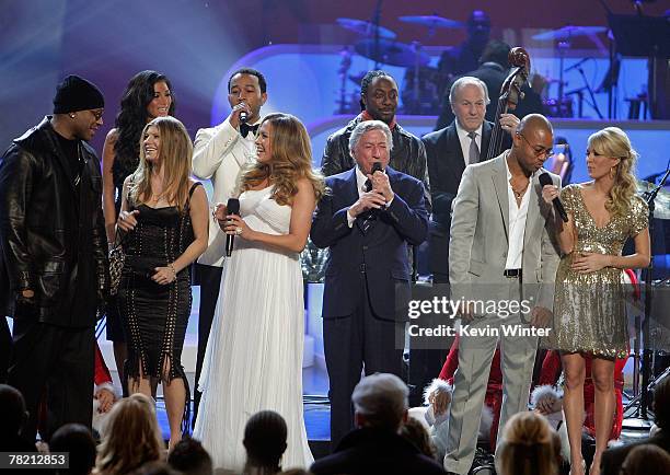 Singer Tony Bennett and others sing at "Movies Rock" A Celebration Of Music In Film held at the Kodak Theatre on December 2, 2007 in Hollywood,...