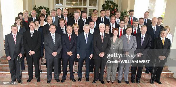 Australian Prime Minister Kevin Rudd poses with Governor-General Michael Jeffery at Government House in Canberra, 03 December 2007, after he was...