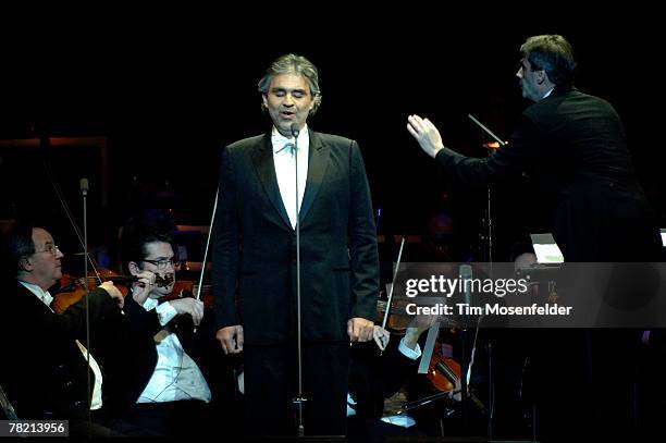 Andrea Bocelli and Steven Mercurio peform in support of Andrea's "Vivere - The Best of Andrea Bocelli" release at HP Pavilion on December 2, 2007 in...