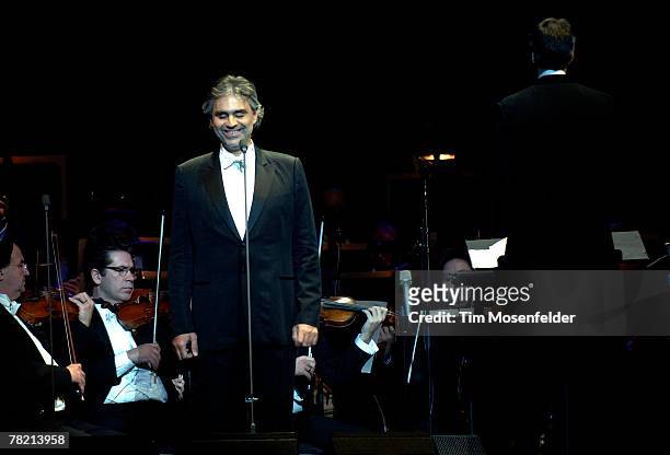 Andrea Bocelli and Steven Mercurio peform in support of Andrea's "Vivere - The Best of Andrea Bocelli" release at HP Pavilion on December 2, 2007 in...