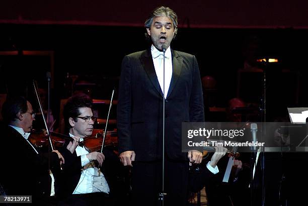 Andrea Bocelli peforms in support of his "Vivere - The Best of Andrea Bocelli" release at HP Pavilion on December 2, 2007 in San Jose California.